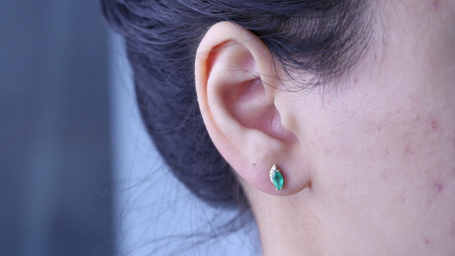 Makenna 10K Yellow Gold Marquise-Cut Natural Zambian Emerald Earrings