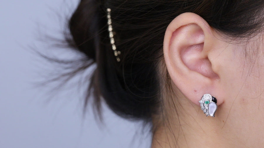 Aaliyah 14K White Gold Round-Cut Emerald Earrings