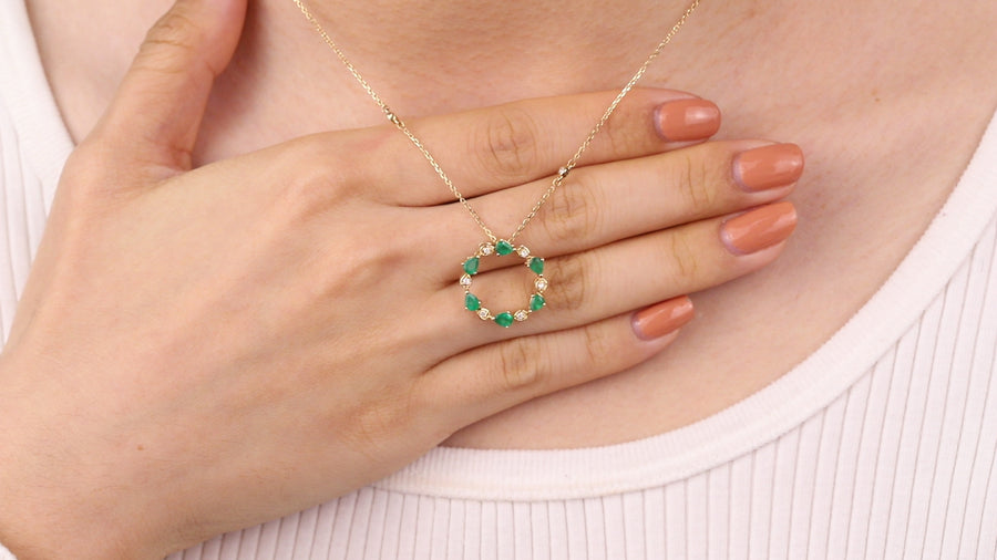 Amelia 10K Yellow Gold Pear-cut Emerald Pendant