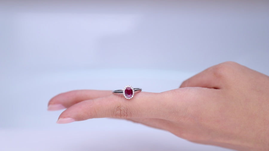 Thea 10K White Gold Oval-Cut Mozambique Ruby Ring