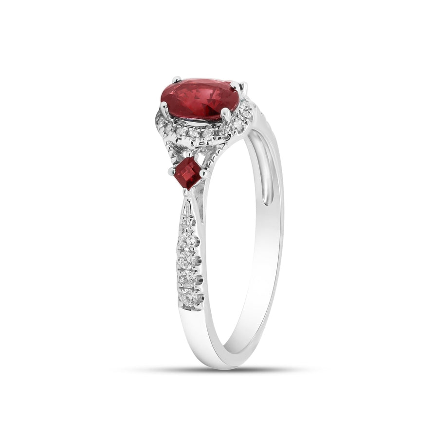 Adalynn 10K White Gold Oval-Cut Mozambique Ruby Ring