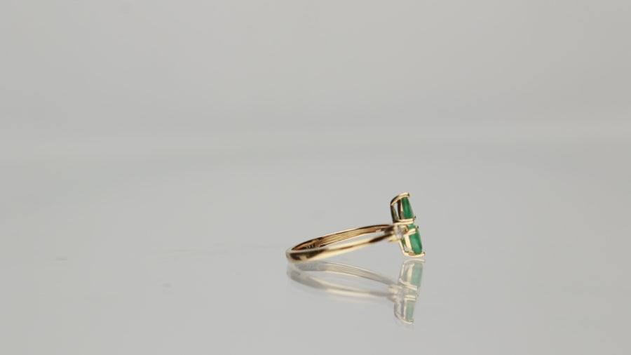 Enchanting Beauty: Zola 14K Yellow Gold Ring with Pear-Cut Natural Zambian Emerald