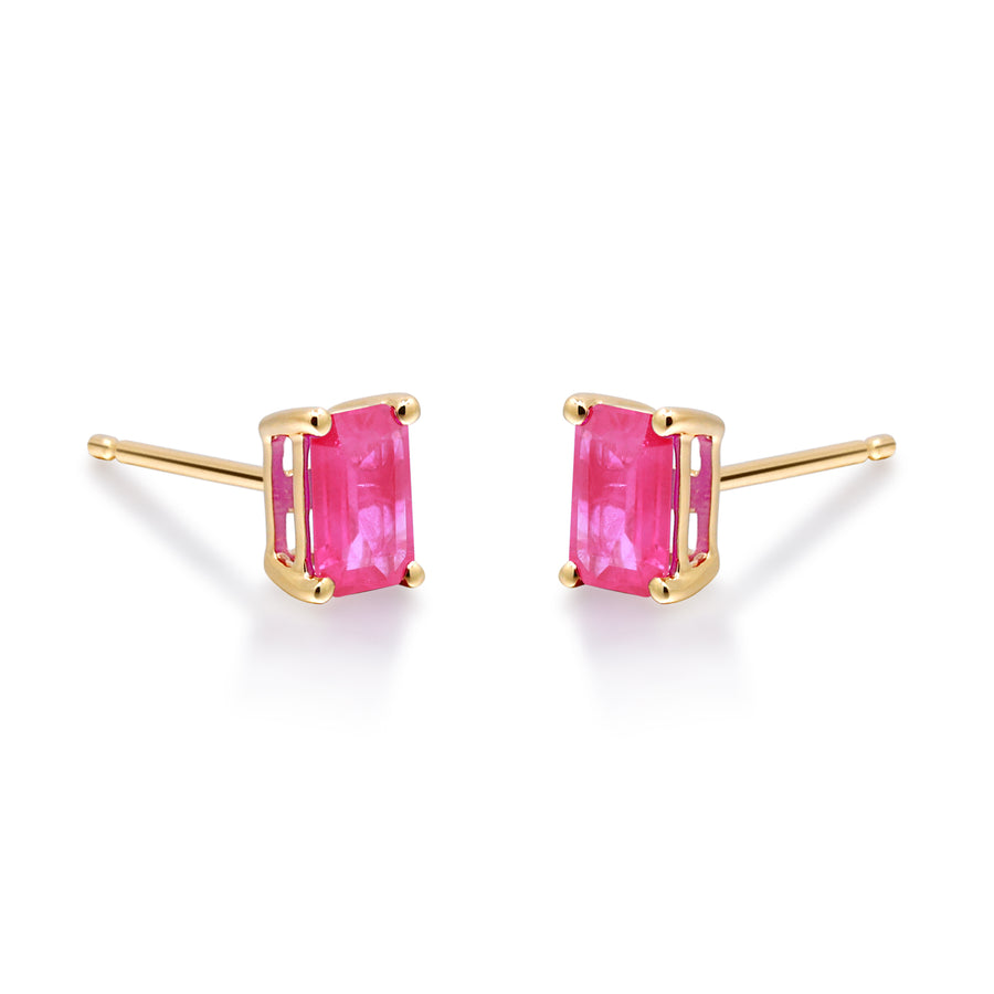 Aubrie 14K Yellow Gold Emerald-Cut Mozambique Ruby Earring