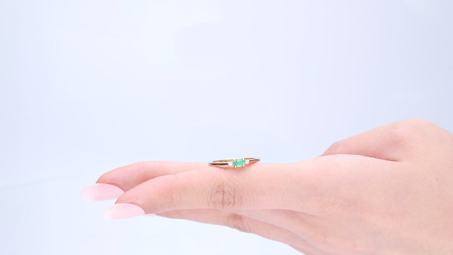 Aria 10K Yellow Gold Marquise-Cut Natural Zambian Emerald Ring