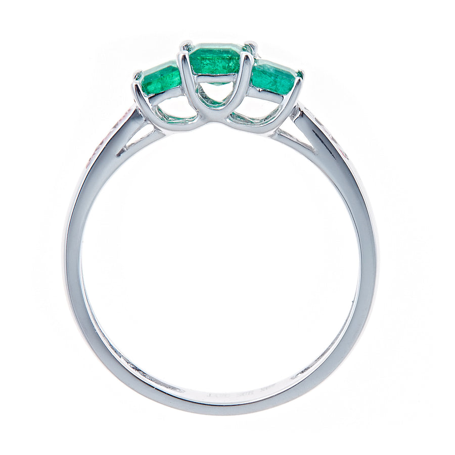Valentina: 14K White Gold Ring with Square-Cut Natural Zambian Emerald