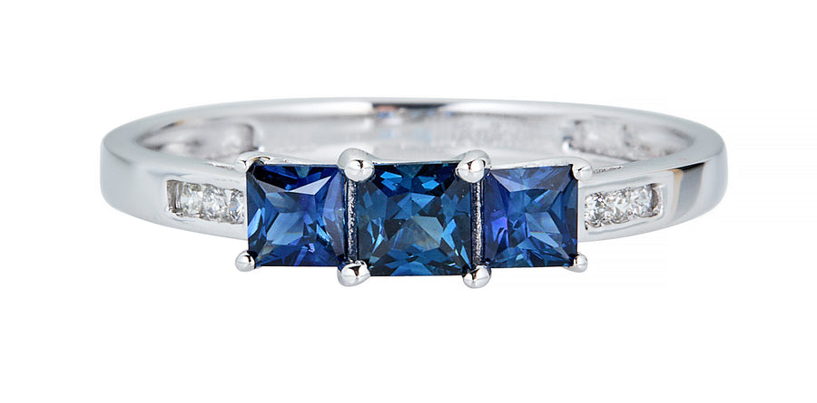 Nivea 10K White Gold square-Cut Ceylon Blue Sapphire Ring