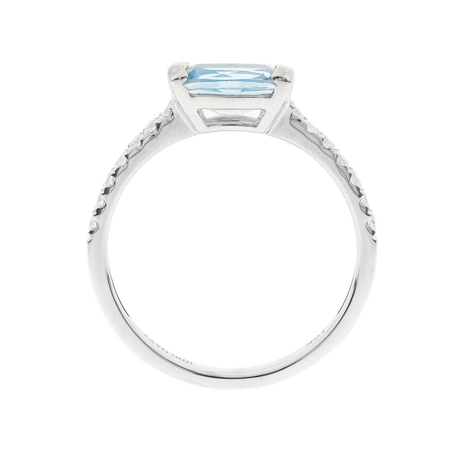 Malia 10K White Gold Cushion-Cut Aquamarine Ring