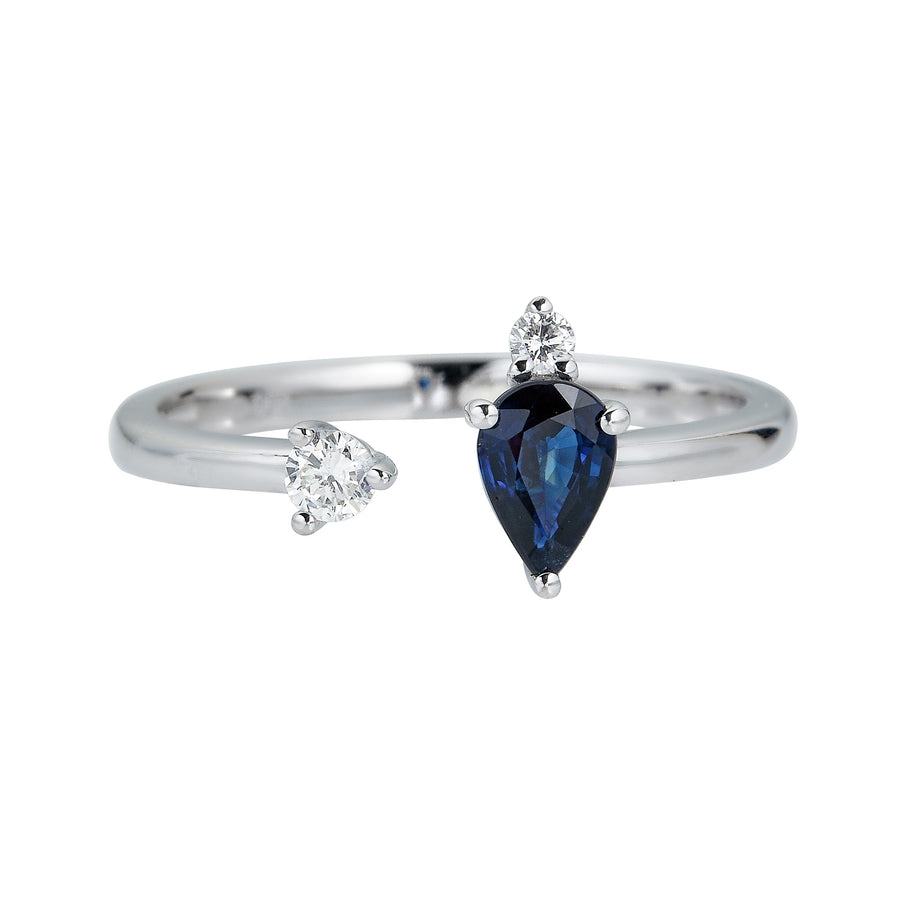Megan 10K White Gold Pear-Cut Ceylon Blue Sapphire Ring