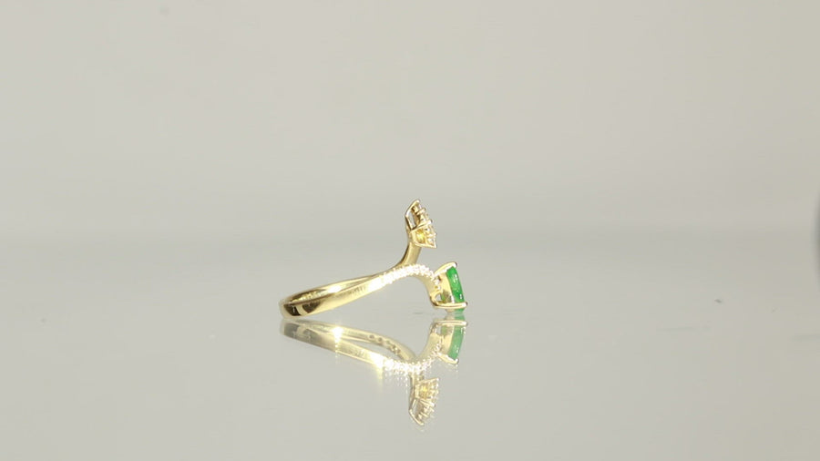 Melanie 14K Yellow Gold Pear-Cut Emerald Ring