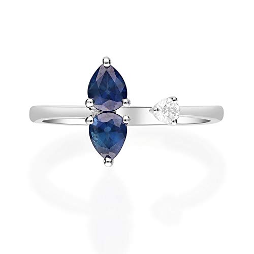 Denver 18K White Gold Pear-Cut Ceylon Blue Sapphire Ring