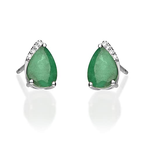 Salma 14K White Gold Pear-Cut Emerald Earring