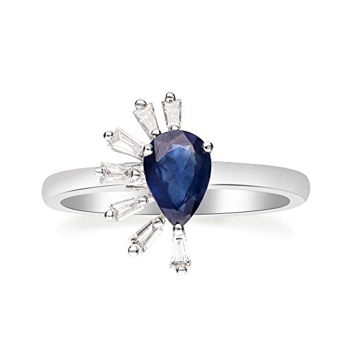 Callie 14K White Gold Pear-Cut Ceylon Blue Sapphire Ring