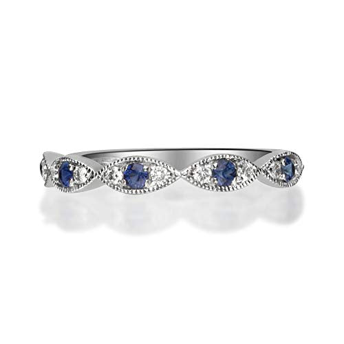 Adelyn 14K White Gold Round-Cut Ceylon Blue Sapphire Ring