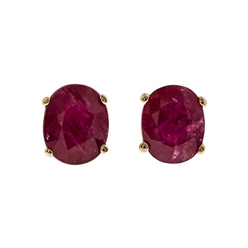 Jessie 14K Yellow Gold Oval-Cut Mozambique Ruby Earring