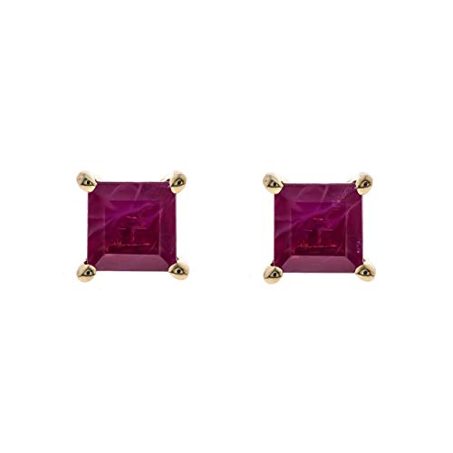 Jenna 14K Yellow Gold Square-Cut Mozambique Ruby Earring