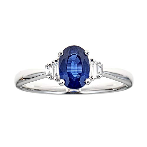 Adrianna 10K White Gold Oval-Cut Ceylon Blue Sapphire Ring