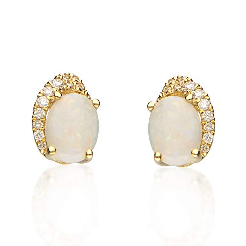 Taylor 10K Yellow Gold Oval-Cut Natural African Opal Earring