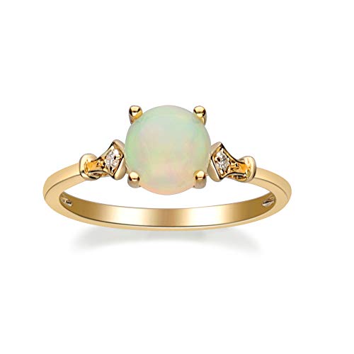 Raquel 14K Yellow Gold Round-Cut Natural African Opal Ring