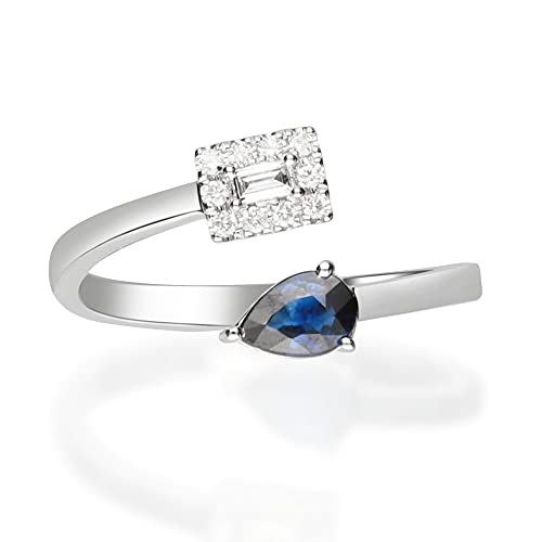 Hadleigh 14K White Gold Pear-Cut Blue Sapphire Ring
