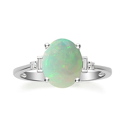 Bristol 10K White Gold Oval-Cut Natural African Opal Ring