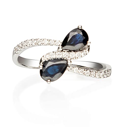 Jaycee 14K White Gold Pear-Cut Blue Sapphire Ring