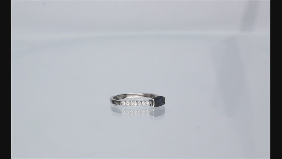 Meredith 10K White Gold Emerald-Cut Ceylon Blue Sapphire Ring