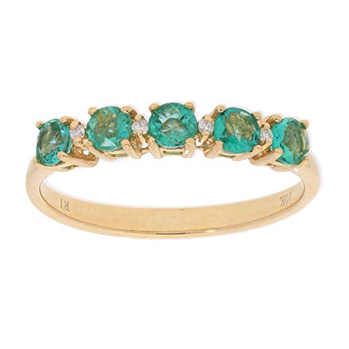 Enchanting Splendor: Esmeralda 10K Yellow Gold Round-Cut Emerald Ring