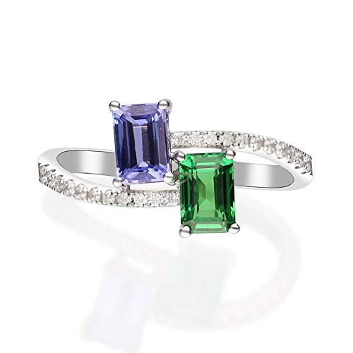 Elegant Simplicity: Sage 14K White Gold Emerald-Cut Emerald Ring