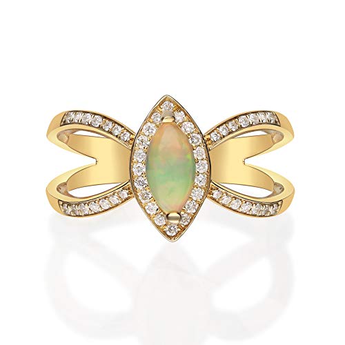 Evie 10K Yellow Gold Marquise-Cut Ethiopian Opal Ring