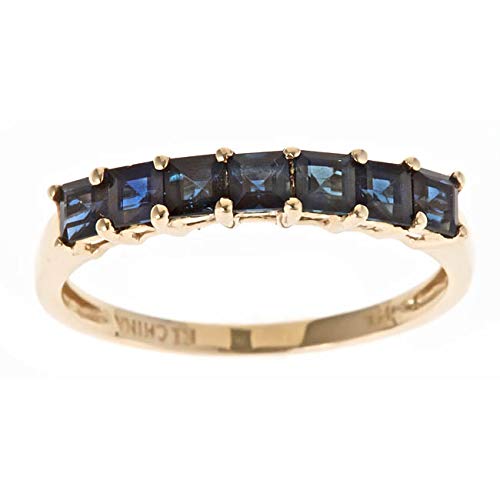 Melany 14K Yellow Gold Princess-Cut Blue Sapphire Ring
