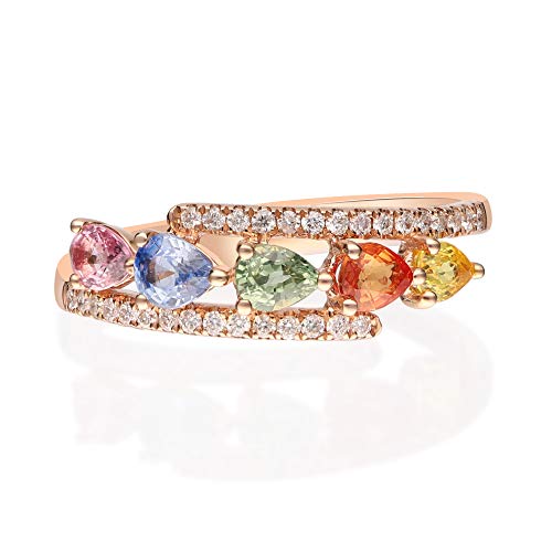 Reign 14K Rose Gold Pear-Cut Multi Sapphire Ring