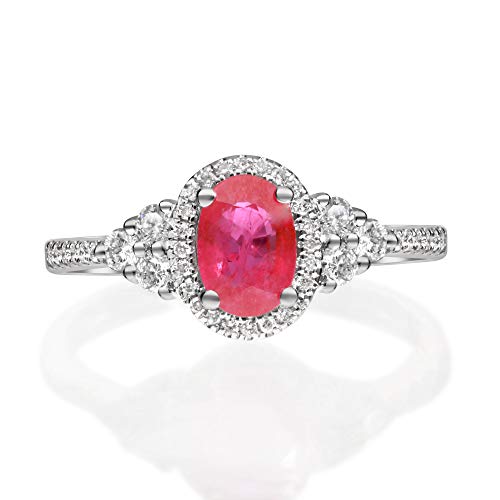 Chana 14K White Gold Oval-Cut Mozambique Ruby Ring