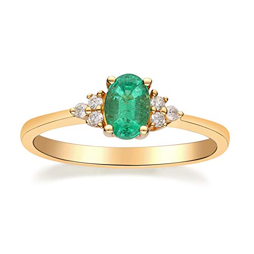 Radiant Elegance: Aliana 10K Yellow Gold Ring with Oval-Cut Natural Zambian Emerald