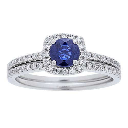 Aileen 14K White Gold Round-Cut Blue Sapphire Ring