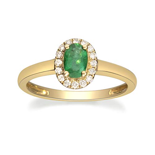 Timeless Beauty: Anya 10K Yellow Gold Ring with Oval-Cut Emerald