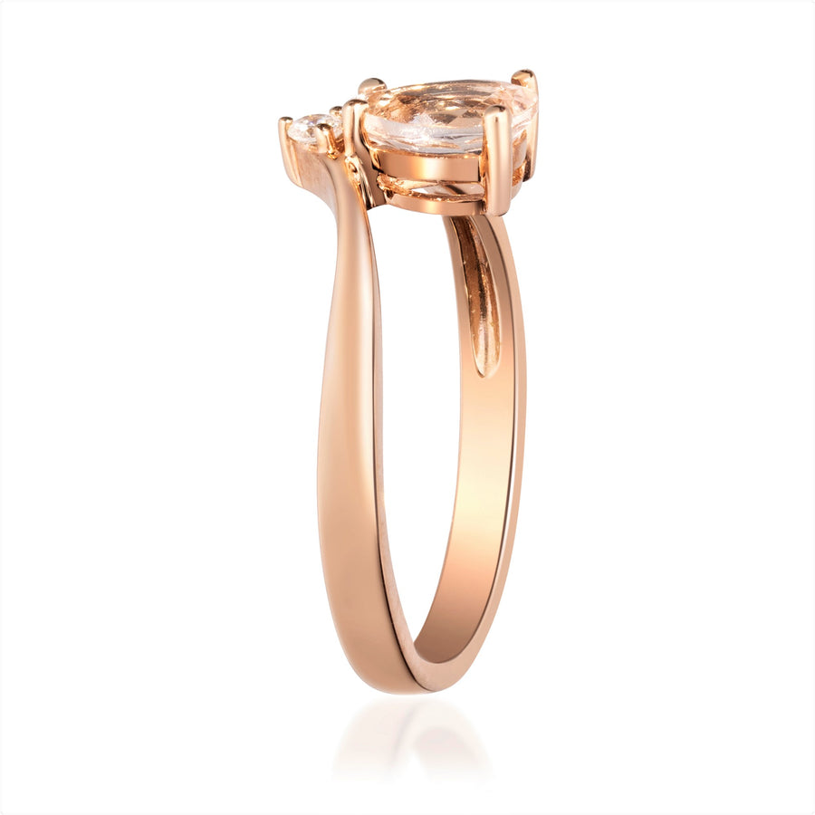 Kylie 10K Rose Gold Pear-Cut Madagascar Morganite Ring