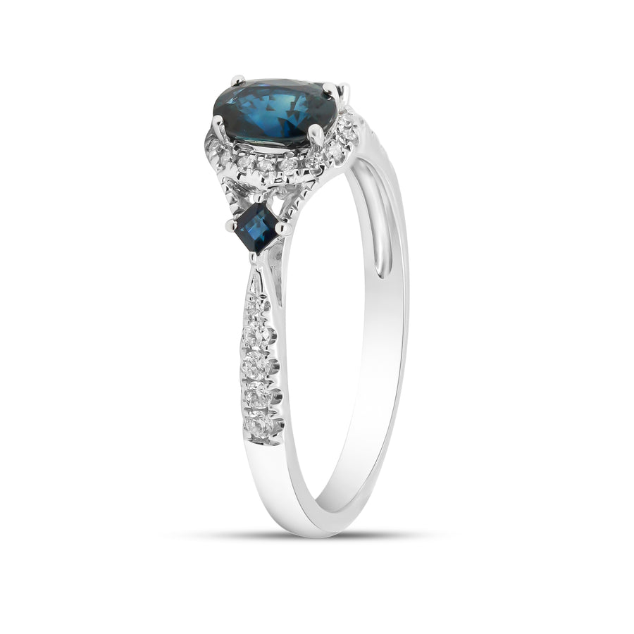 Kate 10K White Gold Oval-Cut Ceylon Blue Sapphire Ring