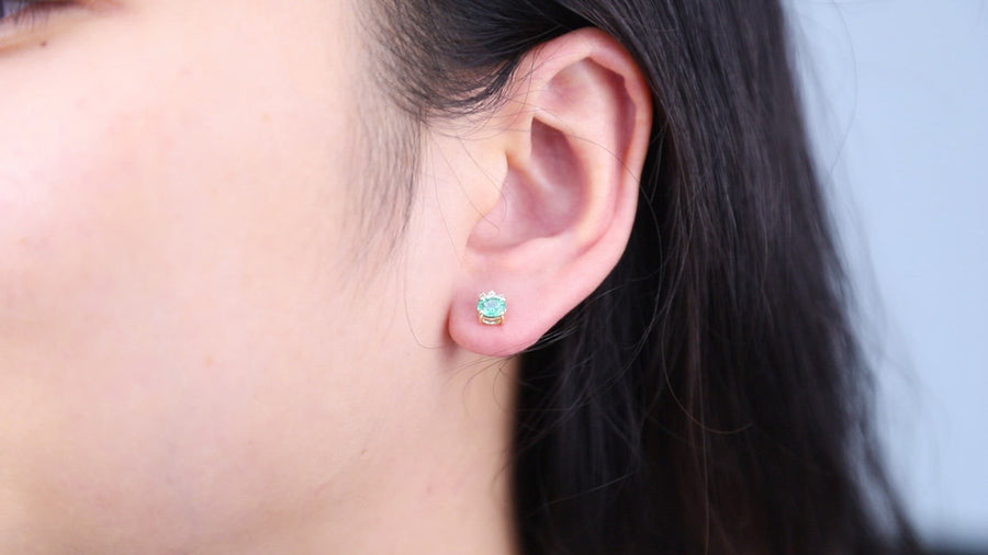 Emilee 10K Yellow Gold Oval-Cut Natural Zambian Emerald Earring