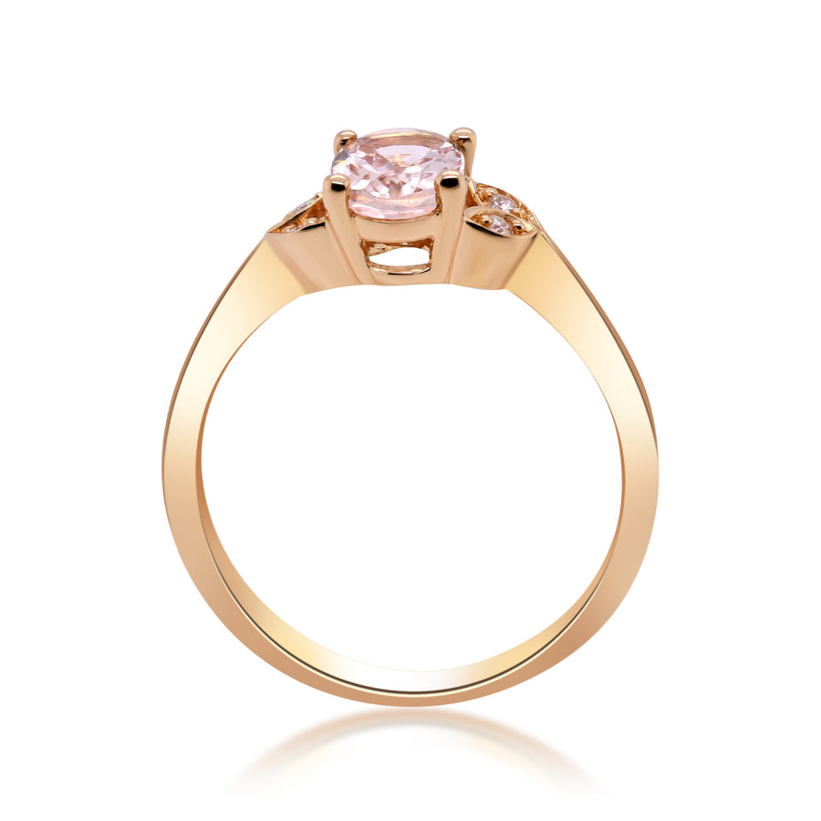 Sarah 10K Rose Gold Oval-Cut Morganite Ring