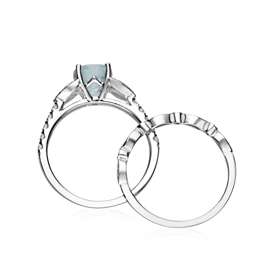 Hailee 14K White Gold Round-Cut Aquamarine Ring