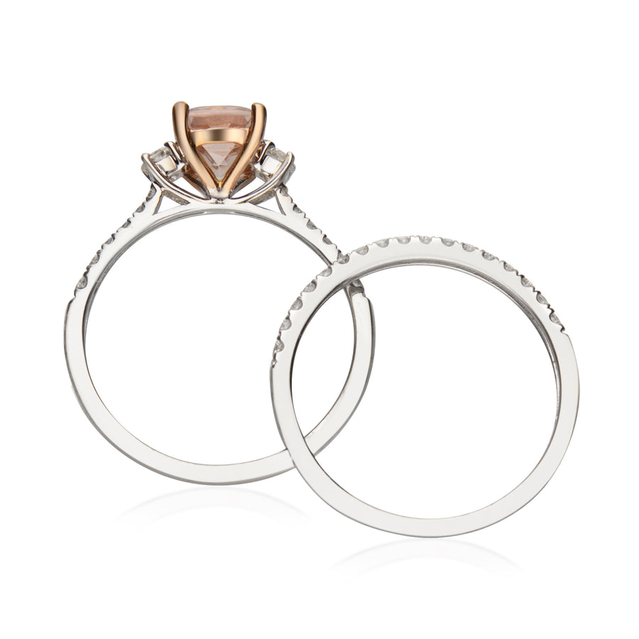 Azalea 14K Two-Tone Gold Cushion-Cut Madagascar Morganite Ring