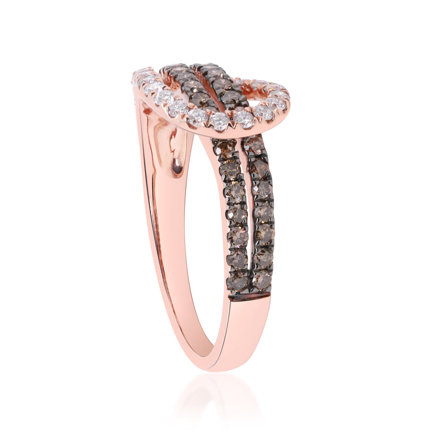 Lucia 10K Rose Gold Round-Cut Brown Diamond Ring