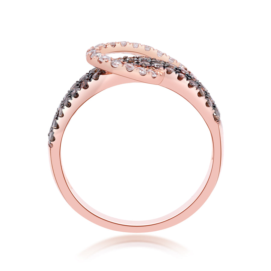 Lucia 10K Rose Gold Round-Cut Brown Diamond Ring