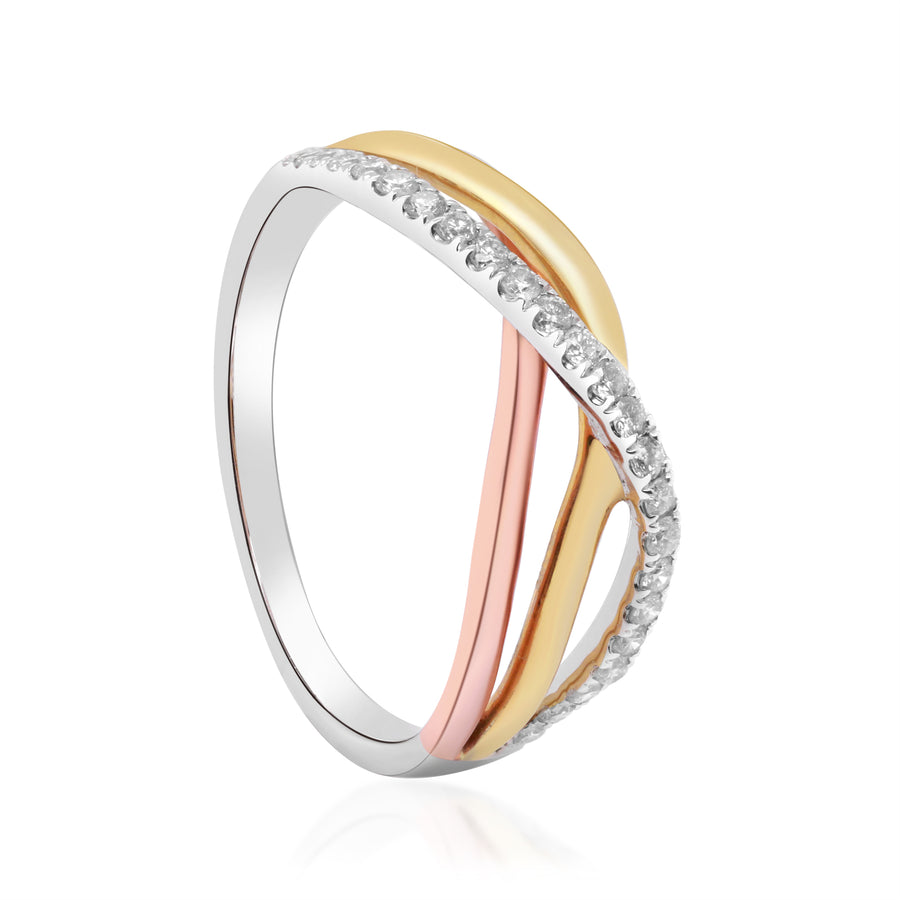 Alaina 10K Triple Tone Gold Round-Cut White Diamond Ring