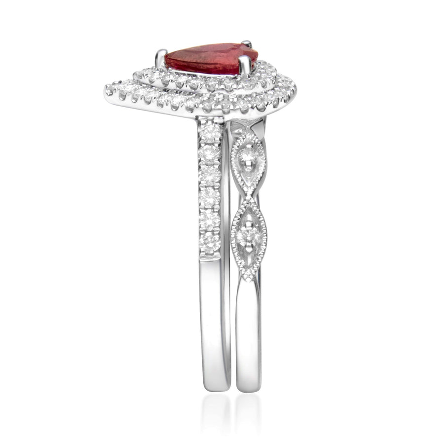 Kaitlyn 14K White Gold Pear-Cut Mozambique Ruby Ring
