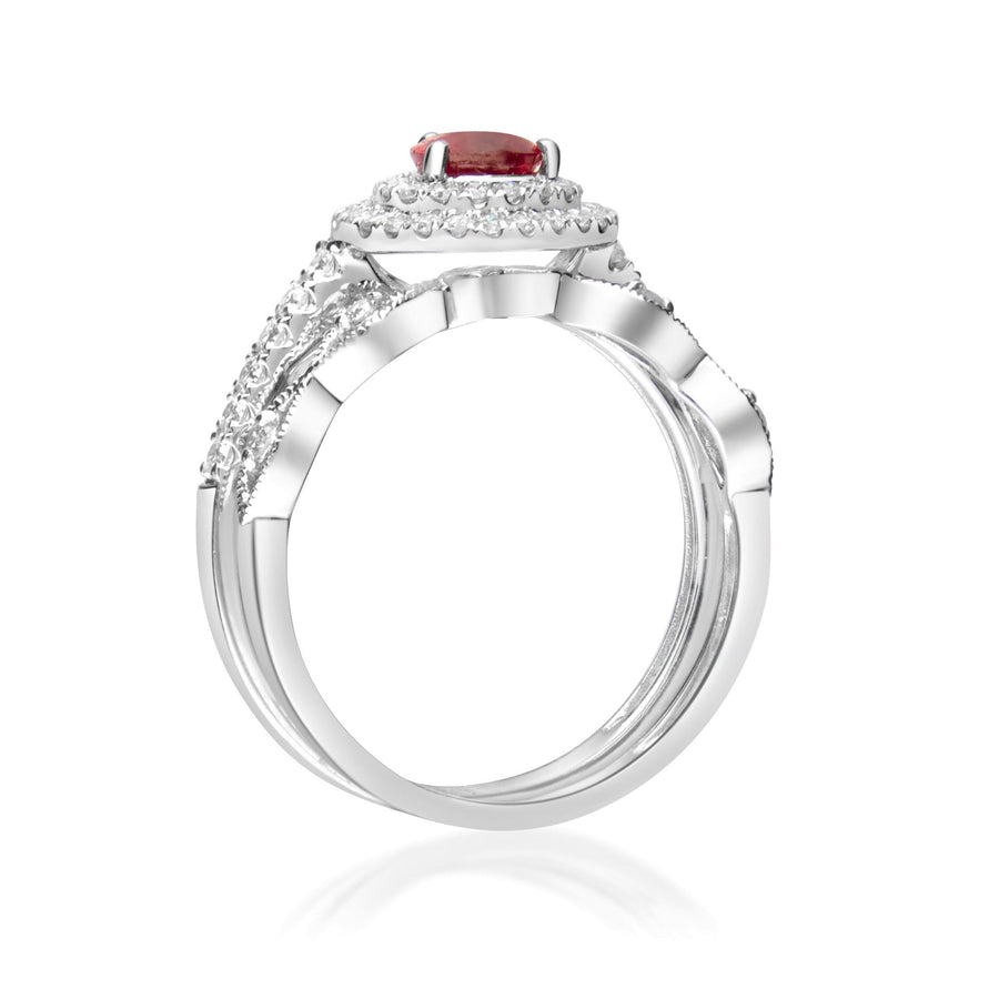 Kaitlyn 14K White Gold Pear-Cut Mozambique Ruby Ring