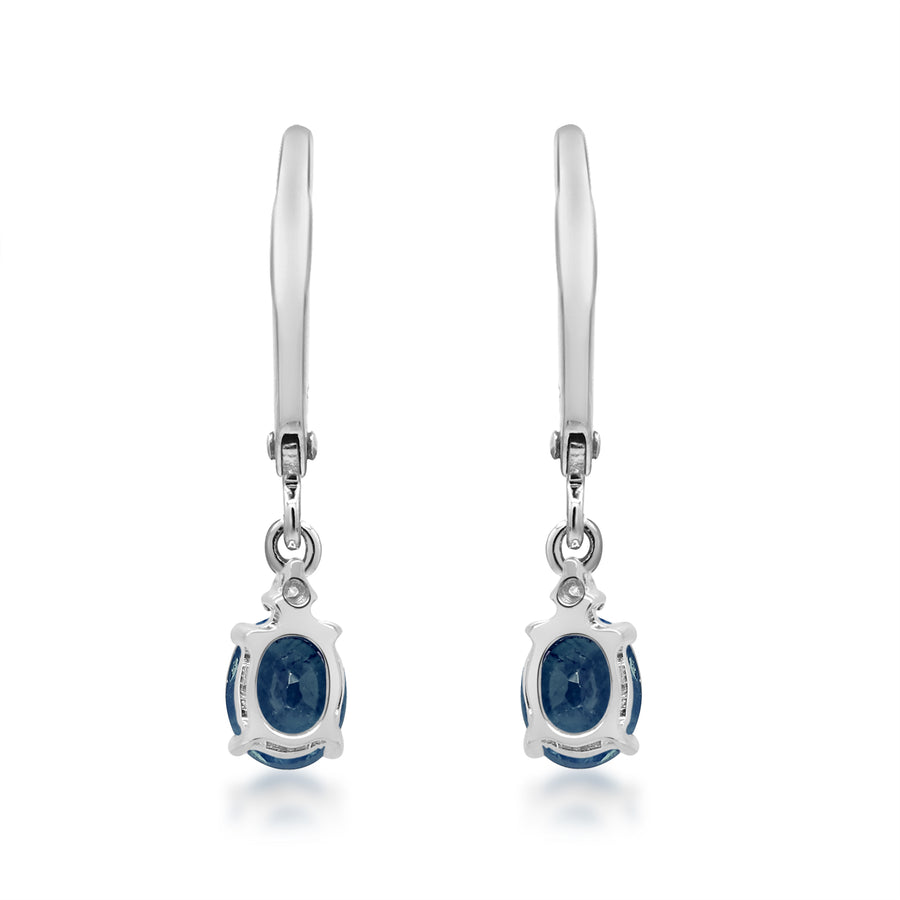 Paloma 10K White Gold Oval-Cut Ceylon Ceylon Blue Sapphire Earring