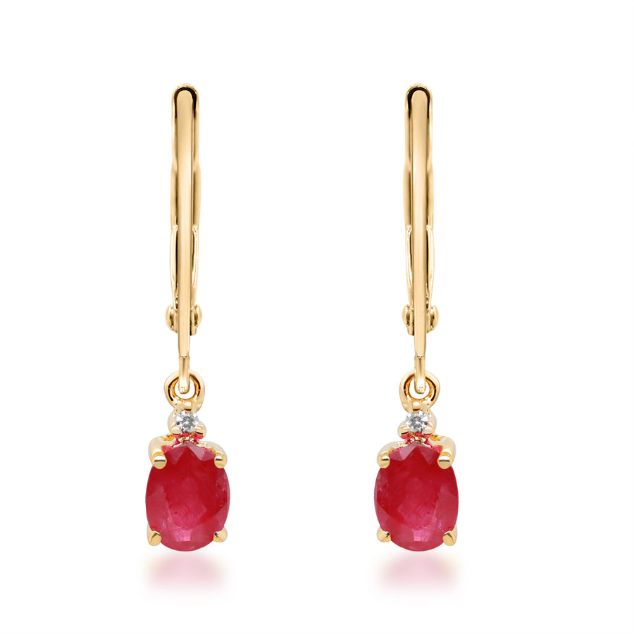 Ava 10K Yellow Gold Oval-Cut Earring Mozambique Ruby