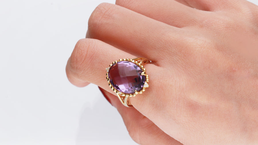 Kathryn 14K Yellow Gold Oval-Cut Brazilian Amethyst Ring