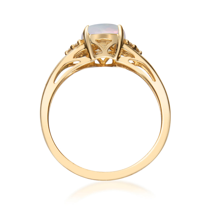 Brylee 10K Yellow Gold Oval-Cut Australian Opal Ring